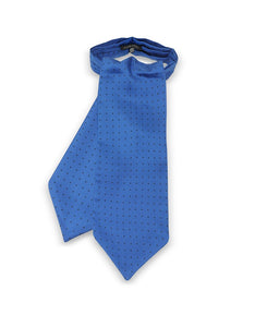 Blue Polkadots Print Silk Tie Ascot