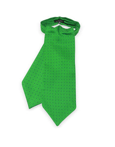 Green Polkadots Print Silk Tie Ascot
