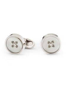 Mother-of-Pearl Button Silver Plated Cuff links