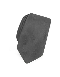 Solid Dark Grey Twill Silk Narrow Tie
