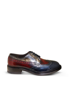 Red, White & Blue Leather Wingtip Derby Shoes