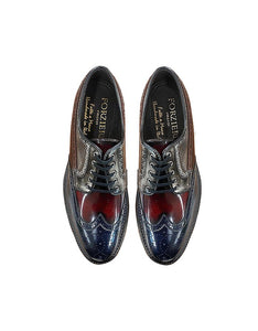 Red, White & Blue Leather Wingtip Derby Shoes