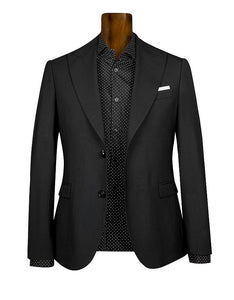 Men's Single Breasted Black Virgin Wool Suit