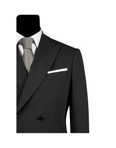 Men's Double Breasted Black Suit