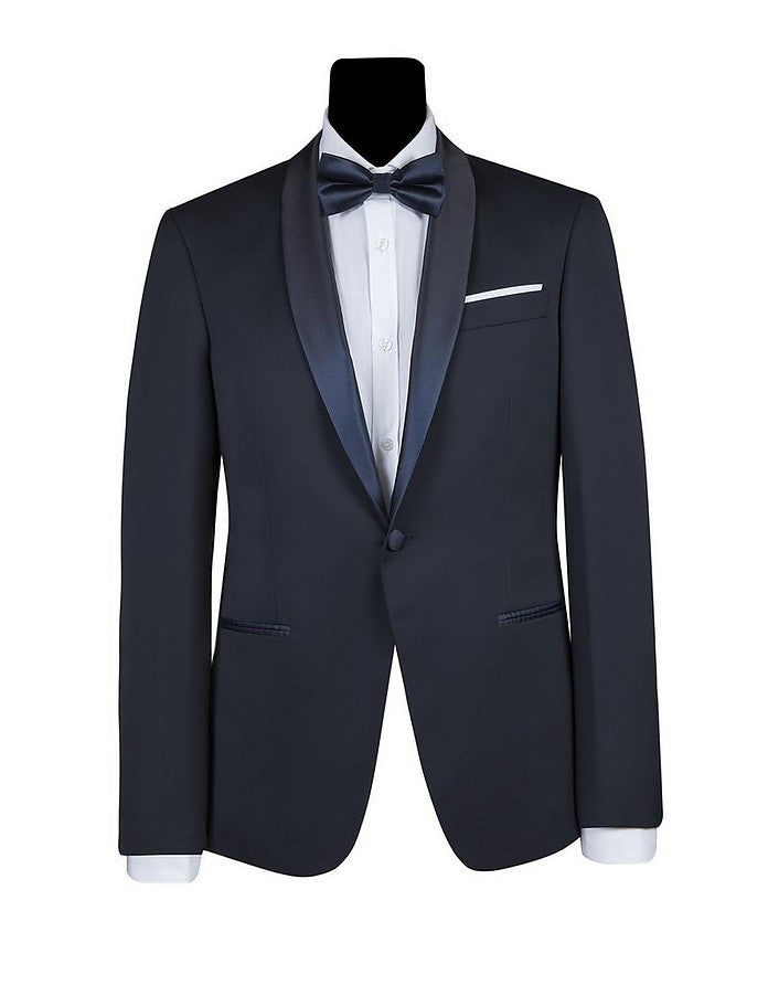 Men's 1 Button French Blue Shawl Lapel  Vest Tuxedo Suit main image 1