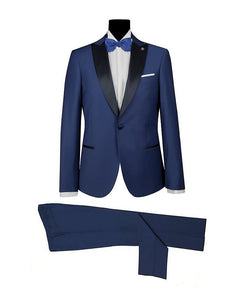 Men's Bluette Satin Peak Lapel Tuxedo