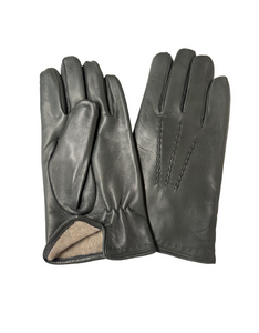 Cashmere Lined Dark Grey Italian Calf Leather Gloves
