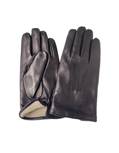 Cashmere Lined Navy Blue Italian Calf Leather Gloves