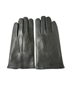 Cashmere Lined Dark Grey Italian Calf Leather Gloves