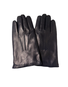 Cashmere Lined Navy Blue Italian Calf Leather Gloves