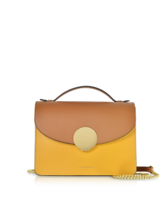 LE PARMENTIER - New Ondina Color Block Flap Top Leather Satchel Bag