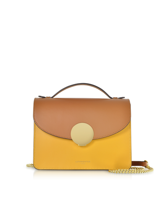 LE PARMENTIER - New Ondina Color Block Flap Top Leather Satchel Bag
