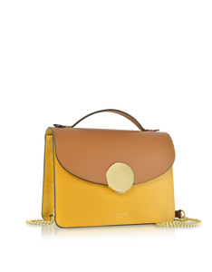 LE PARMENTIER - New Ondina Color Block Flap Top Leather Satchel Bag