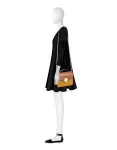 LE PARMENTIER - New Ondina Color Block Flap Top Leather Satchel Bag