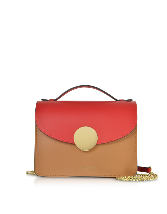 LE PARMENTIER - New Ondina Color Block Flap Top Leather Satchel Bag