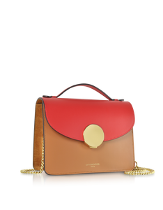 LE PARMENTIER - New Ondina Color Block Flap Top Leather Satchel Bag