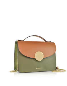 LE PARMENTIER - New Ondina Color Block Flap Top Leather Satchel Bag