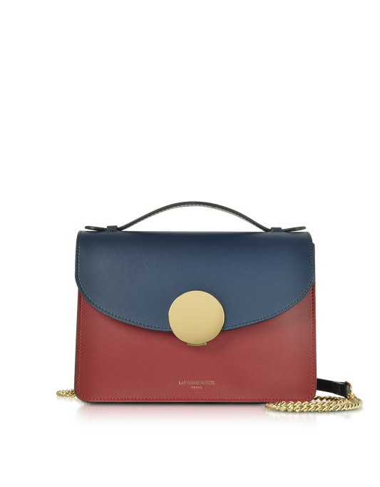 LE PARMENTIER - New Ondina Color Block Flap Top Leather Satchel Bag