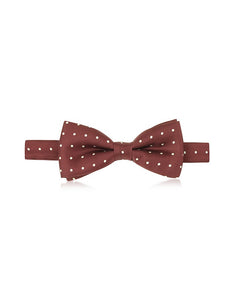 White on Burgundy Polkadot Pre-tied Bowtie