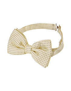 Cream Small Polkadot Pre-Tied Silk Bowtie