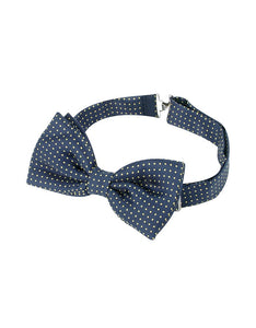 Navy Blue/ Yellow Small Polkadot Pre-Tied Silk Bowtie