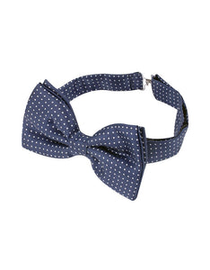 Blue/White Small Polkadot Pre-Tied Silk Bowtie