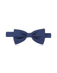 Dark Blue Solid Pre-Tied Twill Silk Bowtie