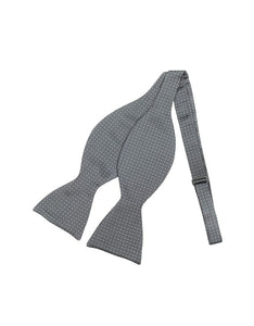 Silver on Gray Polkdot Silk Self-tie Bowtie