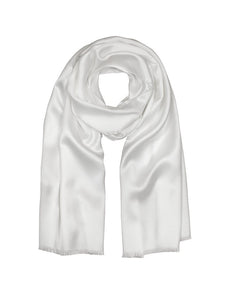 Pure White Silk Long Scarf