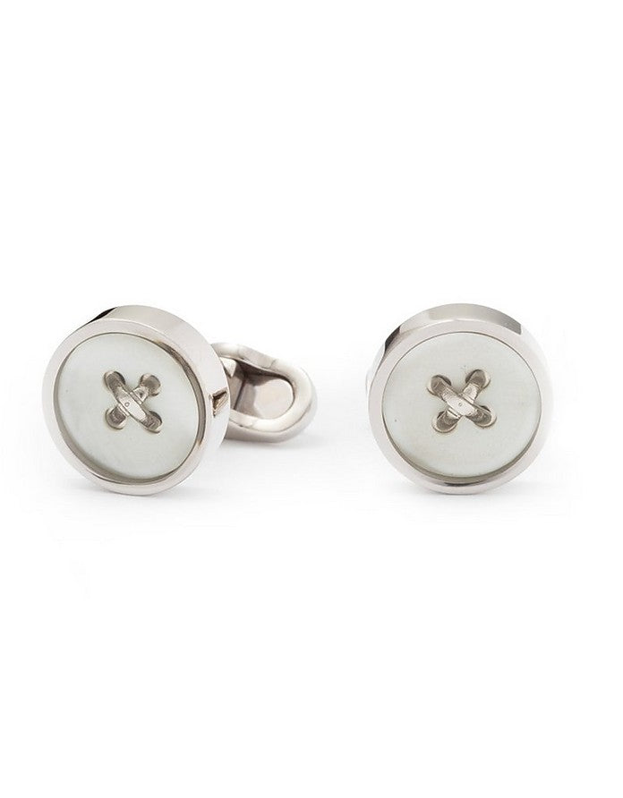 Mother-of-Pearl Button Silver Plated Cuff links – FORZIERI