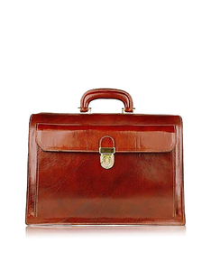 Cognac Italian Leather Buckled Medium Doctor Bag