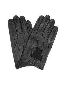 Black Italian Leather Driving Gloves