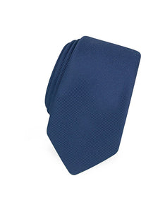 Solid Blue Twill Silk Narrow Tie