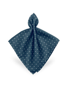 Navy Blue Polkadot Twill Silk Pocket Square