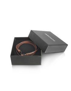 Brown Leather Men's Double Bracelet w/Black Anchor