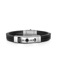 Men's Rubber and Stainless Steel Anchor Bracelet