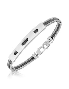 Stainless Steel Bracelet with Rectangular Plaque