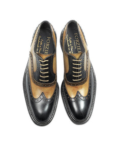 Italian Handcrafted Two-tone Wingtip Oxford Shoes