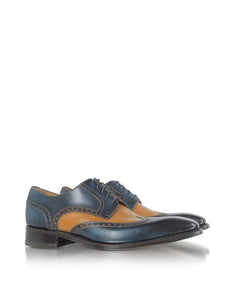 Two-Tone Handcrafted Leather Wingtip Derby Shoes