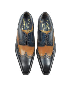 Two-Tone Handcrafted Leather Wingtip Derby Shoes