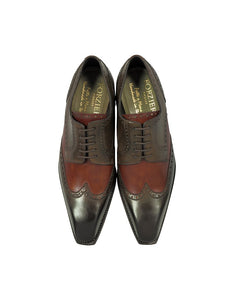 Two-Tone Italian Handcrafted Leather Wingtip Derby Shoes