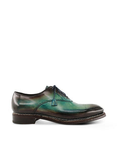 Men's Green and Brown Leather Oxford Shoes