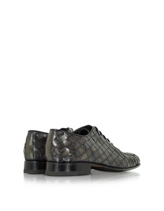 Italian Handcrafted Cinder Woven Leather Oxford Shoe