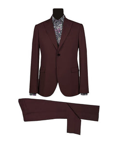 Men's Wide Peak Single Breasted Bordeaux Suit