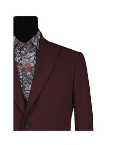 Men's Wide Peak Single Breasted Bordeaux Suit