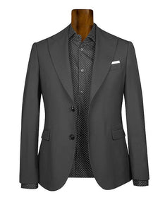 Men's Single Breasted Medium Gray Virgin Wool Suit