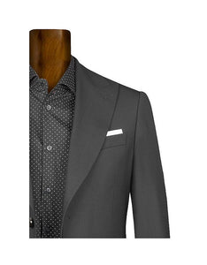 Men's Single Breasted Medium Gray Virgin Wool Suit
