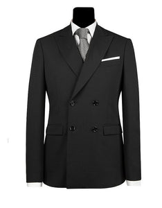 Men's Double Breasted Black Suit