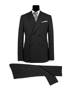 Men's Double Breasted Black Suit