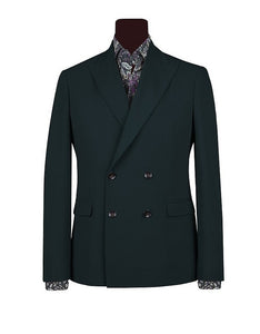 Men's Double Breasted English Green Suit